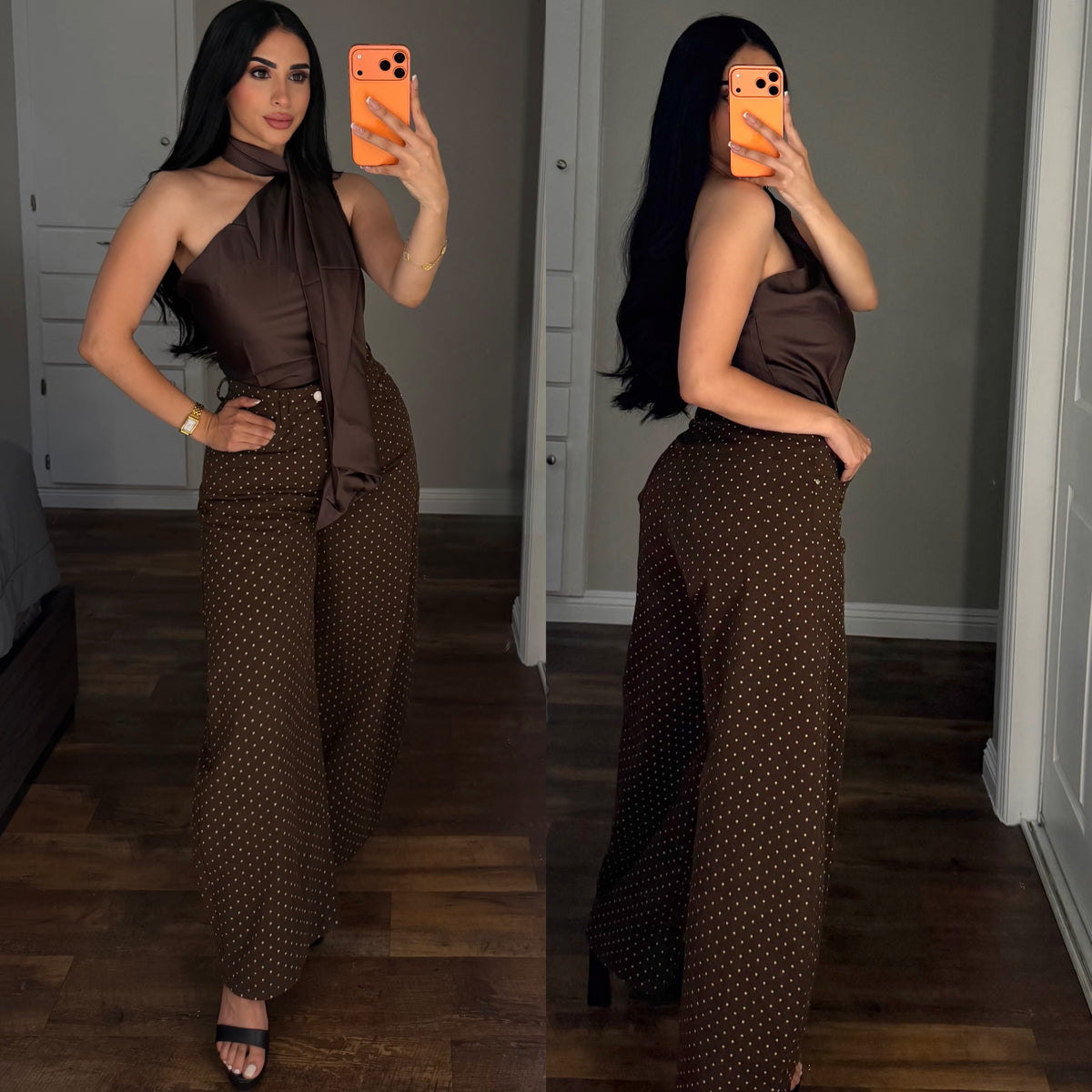 Mocha Stardust Wide-Leg Pants